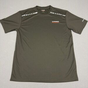 UHaul Shirt Mens XL Brown Reflective Embroidered Logo Work Tee Short Sleeve